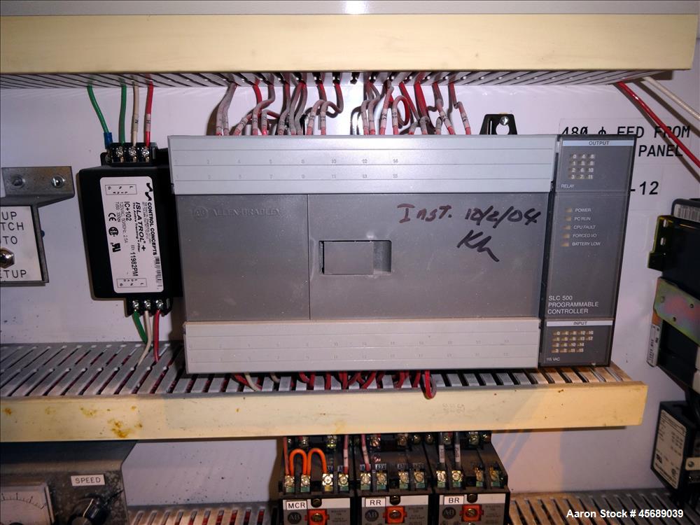 Used Metalcraft Tote Tumbler, Model 31753. Includes (9) Stainless Steel Totes, 55" Wide x 27.5" Straight Side x 42.5" Cone. 43.5" x 43.5" Square Top Opening. Approximate 16" Bottom Outlet. Driven by ...