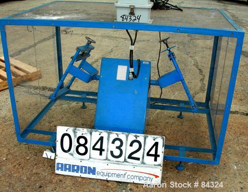 Used Morse Dual Can Tumbler, Model 2-305-1. Capacity (2) 8.5 gallon drums at 100 pounds per drum at 23 rpm. Minimum/maximum height 4-1/2" to 16-1/2", maximum diameter up to 12-1/2". Driven by a 1/4 h...