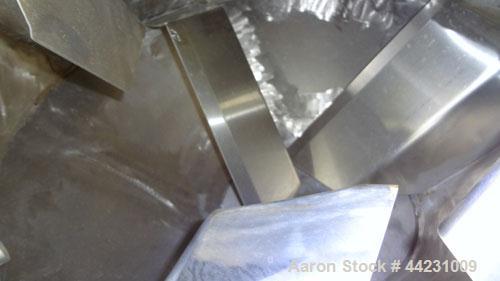Used Munson Machinery Mini Rotary Batch Mixer, Model MX-3-S/S, 3 Cubic Feet, 304 Stainless Steel. Maximum batch weight 350 pounds. Approximate 30” diameter drum with flights, and (1) internal spray l...