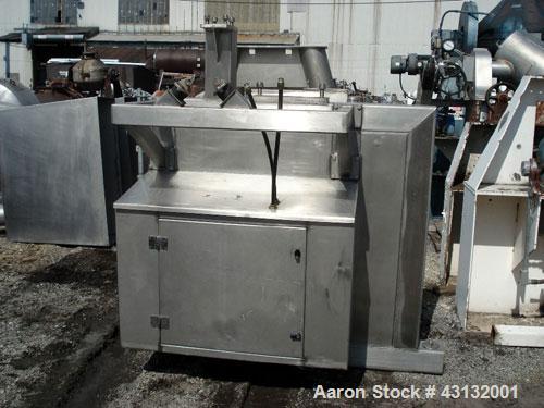 Used Flo-Bin Tote Blender, Stainless Steel. Including bins and framework, 316 stainless steel bins, (1) 25 cubic feet, 32" x 32" x 33" straight side x 18" cone bottom; (1) 45 cubic feet, 48" x 48" x ...