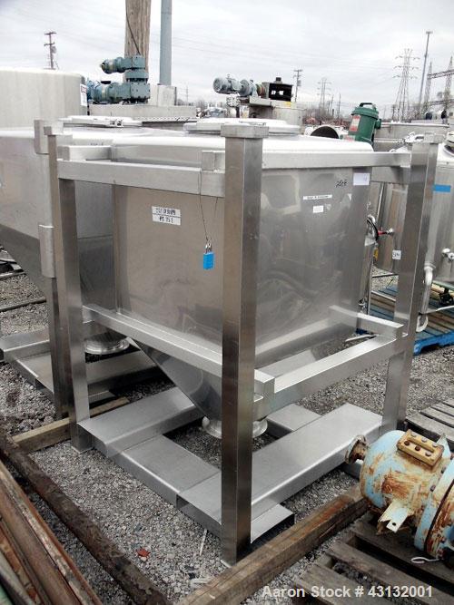 Used Flo-Bin Tote Blender, Stainless Steel. Including bins and framework, 316 stainless steel bins, (1) 25 cubic feet, 32" x 32" x 33" straight side x 18" cone bottom; (1) 45 cubic feet, 48" x 48" x ...