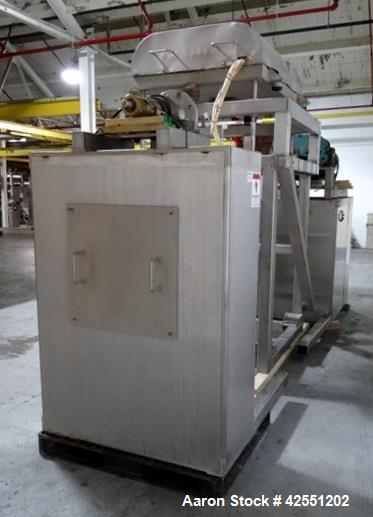 Used Tote Systems tote blender, 304 stainless steel construction, 79 cu ft(2500 liter) capacity, on stainless steel stands with 20 hp, 230/460 volt motor drive thru Sumitomo gear box with 76:1 gear b...