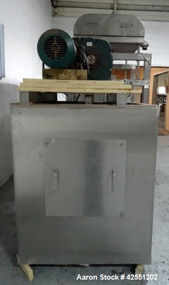 Used Tote Systems tote blender, 304 stainless steel construction, 79 cu ft(2500 liter) capacity, on stainless steel stands with 20 hp, 230/460 volt motor drive thru Sumitomo gear box with 76:1 gear b...