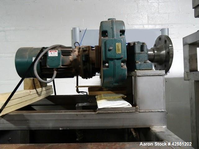 Used Tote Systems tote blender, 304 stainless steel construction, 79 cu ft(2500 liter) capacity, on stainless steel stands with 20 hp, 230/460 volt motor drive thru Sumitomo gear box with 76:1 gear b...