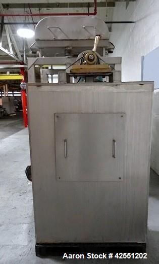 Used Tote Systems tote blender, 304 stainless steel construction, 79 cu ft(2500 liter) capacity, on stainless steel stands with 20 hp, 230/460 volt motor drive thru Sumitomo gear box with 76:1 gear b...