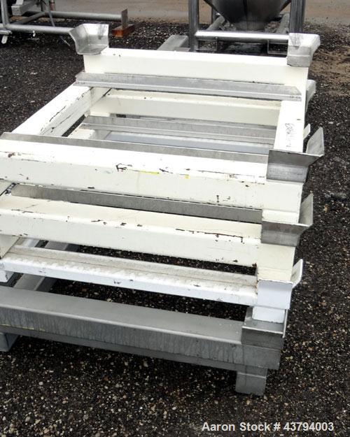 Used Tote Bulk Handling Systems Tote Blender. Will handle approximate 46" wide x 46" long x 48" tall totes. Top pneumatic hold downs. Driven by a 15hp, 3/60/230/460 volt, 1760 rpm hydraulic power pac...