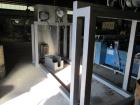 Used Custom Metalcraft Transtore Tote Bin Blender, Model 710321, stainless steel frame and tote rack, twin post mounted, serial #11109-BC.
