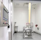 Used Glatt Stainless Steel Column Bin Blender, Model CM 400, Serial# PN 14724, Year 2016. With (1) 500Liter stainless bin, (1) 300 liter stainless bin, (1) 100 liter stainless bin & wall mounted HMI.