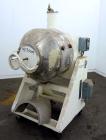 Used Munson Machinery Mini Rotary Batch Mixer, Model MX-3-S/S, 3 Cubic Feet, 304 Stainless Steel. Maximum batch weight 350 pounds. Approximate 30” diameter drum with flights, and (1) internal spray l...