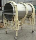 Used Horizontal Drum Tumbler, 316 stainless steel. Approximate 33