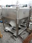 Used Flo-Bin Tote Blender, Stainless Steel. Including bins and framework, 316 stainless steel bins, (1) 25 cubic feet, 32