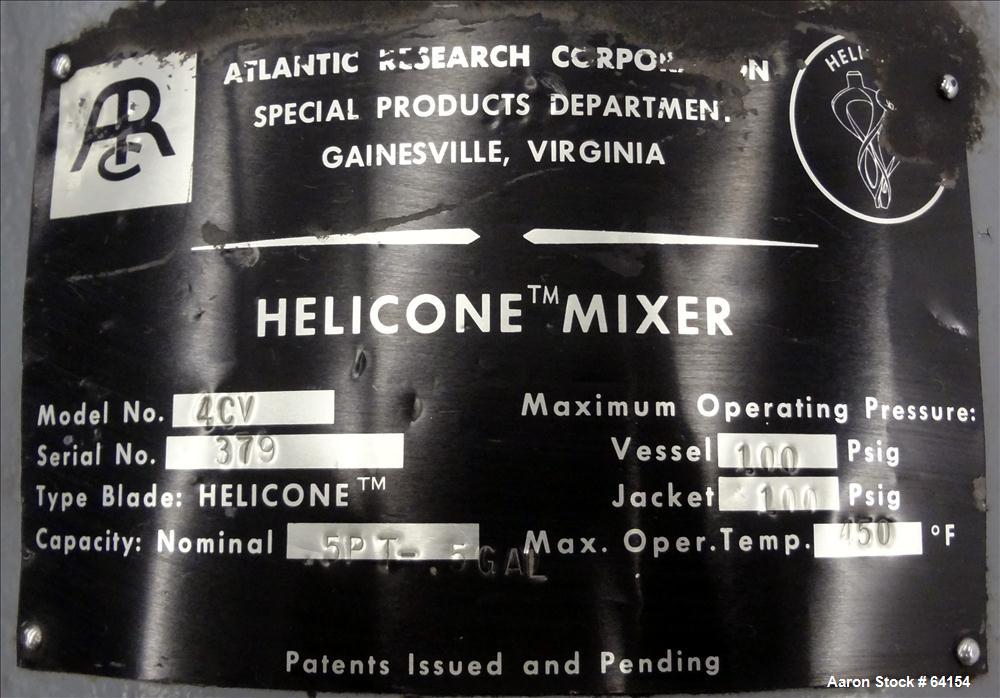 Used Stainless Steel Atlantic Research Vertical Helicone Mixer, Model 4CV