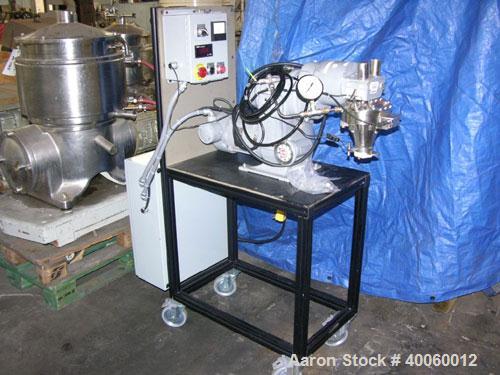 Used Design Intergrated Technologies Vertical Cone Mixer, Model 2CV, Stainless Steel. Mix capacity 15-150cc, internal rated 50 psi/fv at 450 degrees F, jacket rated 100 psi @ 450 degrees F. Reeves 1/...