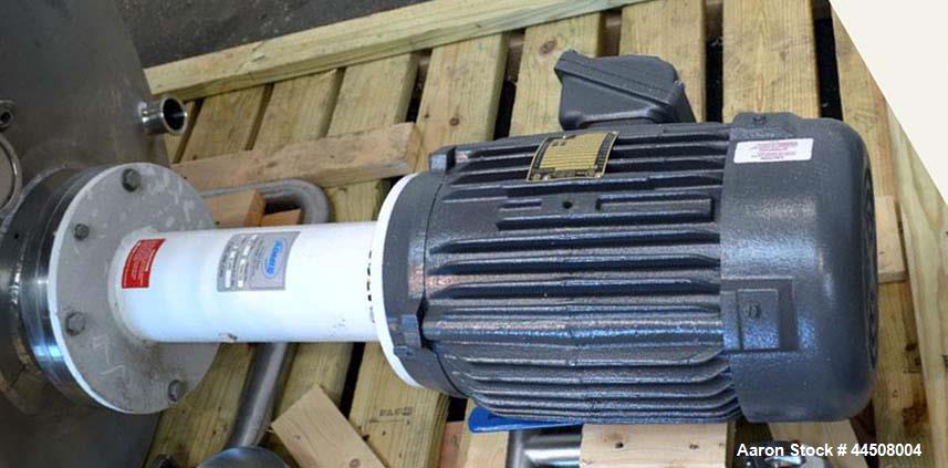 Used Admix Rotosolver high shear disperser / dissolver, model 132RS133, serial #18737, built 2004.  Driven by a 10 hp, 3/60/230/460 volt, 1760 rpm XP motor with a TB Woods E-Trac AC Inverter.