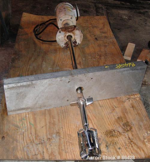 USED: Admix Rotosolver high shear mixer, model 132RS133, 316 stainless steel. 1-3/4" diameter x 48" long shaft, 5-1/4" diameter turbine. Peripheral velocity 40 ft/sec. 750 gallon max batch size. Driv...