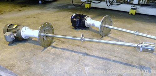Used Admix Rotosolver High Shear Disperser/Dissolver, Model 200RS159. Approximate 2-1/2’’ diameter 316 stainless steel shaft with a 6.25’’ diameter mixing head, maximum batch size 600 gallon. Driven ...