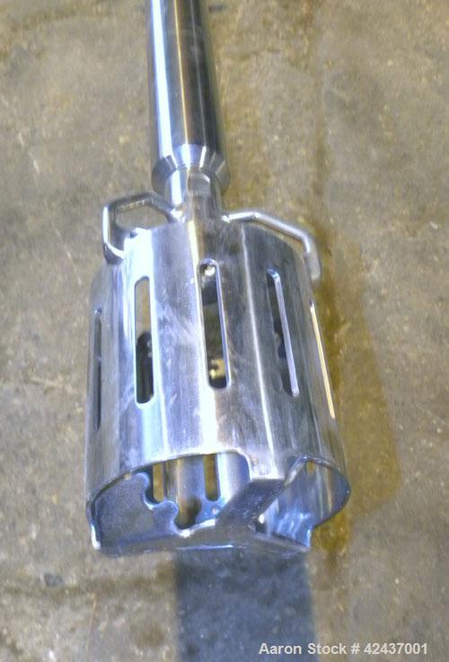 Used Admix Rotosolver High Shear Disperser/Dissolver, Model 200RS159. Approximate 2-1/2’’ diameter 316 stainless steel shaft with a 6.25’’ diameter mixing head, maximum batch size 600 gallon. Driven ...