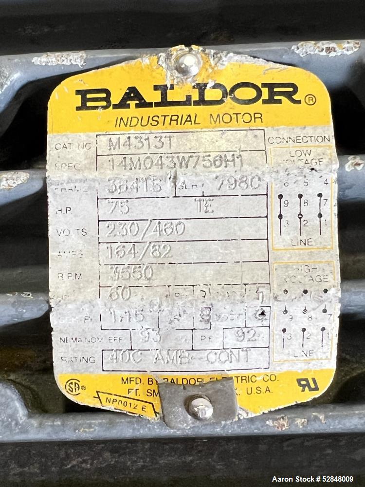 Used Admix Boston Shearmill-Pump, Model BSM 60-1, Stainless Steel. Throughput 40 - 165 gallon per minute. 94 FPS (28.6 MPS) tip speed. Driven by 75hp, 3/60/230/460 volt, 3550 rpm motor. 3" Inlet, 2" ...