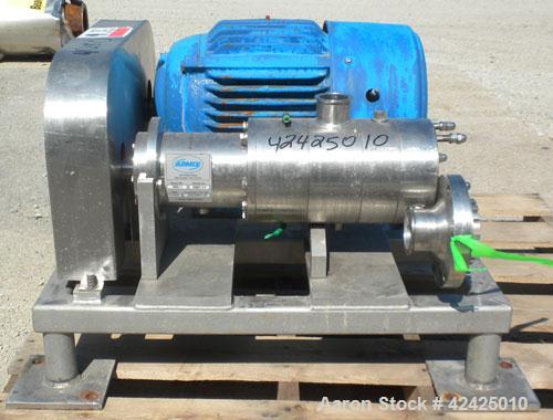 Used Admix Boston Shear Pump, Model BSM37-3-P, 316 Stainless Steel. Approximately 15 to 50 gallons per minute capacity, tip speed 115 feet per second. Approximate 4-1/4’’ diameter stator, 3’’ rotor. ...