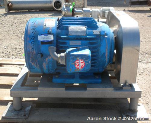 Used- Admix Boston Shear Pump, Model BSM37-3-P, 316 Stainless Steel. Approximately 15 to 50 gallons per minute capacity, tip...