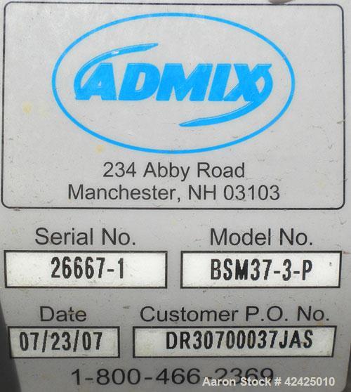 Used Admix Boston Shear Pump, Model BSM37-3-P, 316 Stainless Steel. Approximately 15 to 50 gallons per minute capacity, tip speed 115 feet per second. Approximate 4-1/4’’ diameter stator, 3’’ rotor. ...