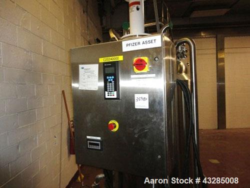 Used Admix Processor, Model VS-130. Mounted on 160 gallon Zimmerlin GMBH kettle, stainless steel. 32" Diameter x 44" straight side, dish top and bottom with jacket. 2" Center bottom outlet. Top mount...