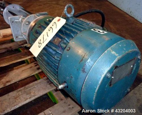 Used Arde Barinco Style Homomixer, Model 3H, Stainless Steel.(4) Support posts, (1) shaft with mixing blade.4" diameter rotor, 47 1/2" long 4 post shaft. Driven by a 2 speed, 10 HP, 3/60/460 Volt, 18...