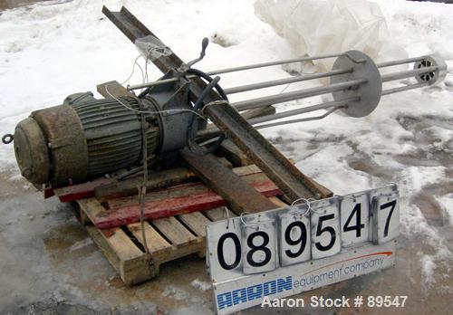 USED: Arde Barinco homo mixer, model C3-20435R085BLD, 304 stainless steel. 84" long shaft, 5-3/4" diameter 4 blade turbine. Tip speed approximately 5400 feet/minute, flow approximately 905 gallons pe...