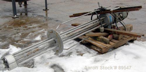 USED: Arde Barinco homo mixer, model C3-20435R085BLD, 304 stainless steel. 84" long shaft, 5-3/4" diameter 4 blade turbine. Tip speed approximately 5400 feet/minute, flow approximately 905 gallons pe...