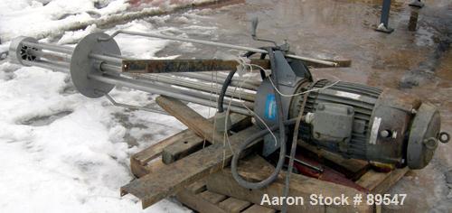 USED: Arde Barinco homo mixer, model C3-20435R085BLD, 304 stainless steel. 84" long shaft, 5-3/4" diameter 4 blade turbine. Tip speed approximately 5400 feet/minute, flow approximately 905 gallons pe...