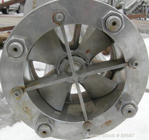 USED: Arde Barinco homo mixer, model C3-20435R085BLD, 304 stainless steel. 84" long shaft, 5-3/4" diameter 4 blade turbine. Tip speed approximately 5400 feet/minute, flow approximately 905 gallons pe...