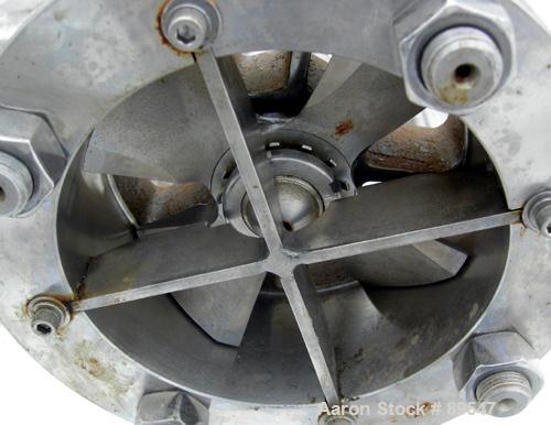 USED: Arde Barinco homo mixer, model C3-20435R085BLD, 304 stainless steel. 84" long shaft, 5-3/4" diameter 4 blade turbine. Tip speed approximately 5400 feet/minute, flow approximately 905 gallons pe...