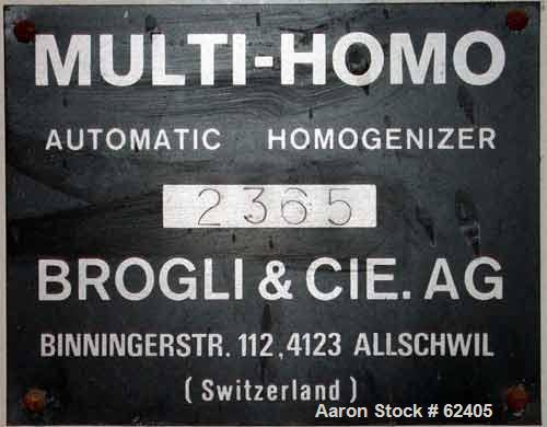 Used: Brogli & Cie AG multi homo mixer. Machine type: MH10C-2365