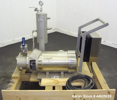Used Ross Series 400 In-Line Mixer, Model HSM 401SC15, 316 Stainless Steel. Rated 66 gallons per minute (water). Non-jacketed chamber approximate 5-1/2” diameter x 2-1/2” deep, rotor approximate 5” d...