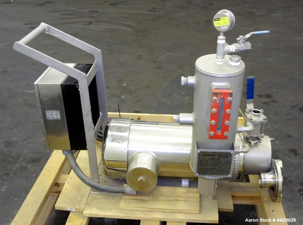 Used Ross Series 400 In-Line Mixer, Model HSM 401SC15, 316 Stainless Steel. Rated 66 gallons per minute (water). Non-jacketed chamber approximate 5-1/2” diameter x 2-1/2” deep, rotor approximate 5” d...