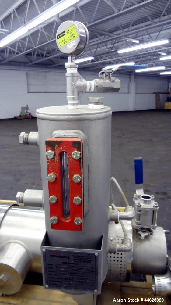 Used Ross Series 400 In-Line Mixer, Model HSM 401SC15, 316 Stainless Steel. Rated 66 gallons per minute (water). Non-jacketed chamber approximate 5-1/2” diameter x 2-1/2” deep, rotor approximate 5” d...