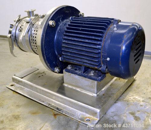 Used Ross Series 400 In-Line Mixer, Model HSM-401S, 316 Stainless Steel. Rated 66 gallons per minute (water). Non-jacketed chamber approximately 5-1/2” diameter x 3-3/8” deep, rotor 2-1/2” diameter. ...