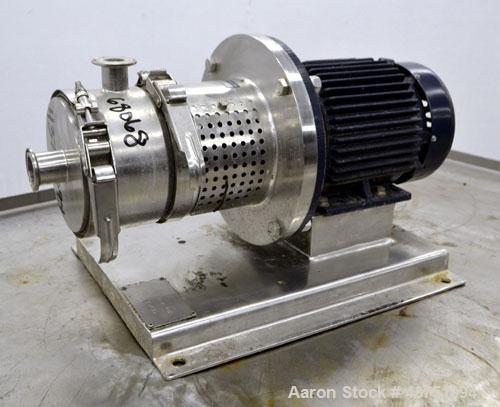 Used Ross Series 400 In-Line Mixer, Model HSM-401S, 316 Stainless Steel. Rated 66 gallons per minute (water). Non-jacketed chamber approximately 5-1/2” diameter x 3-3/8” deep, rotor 2-1/2” diameter. ...