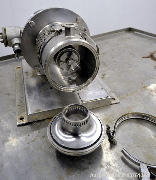 Used Ross Series 400 In-Line Mixer, Model HSM-401S, 316 Stainless Steel. Rated 66 gallons per minute (water). Non-jacketed chamber approximately 5-1/2” diameter x 3-3/8” deep, rotor 2-1/2” diameter. ...