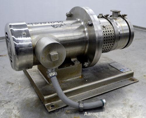 Used Ross Series 400 In-Line Mixer, Model HSM-401S, 316 Stainless Steel. Rated 66 gallons per minute (water). Non-jacketed chamber approximately 5-1/2” diameter x 3-3/8” deep, rotor 2-1/2” diameter. ...