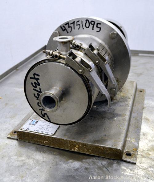 Used Ross Series 400 In-Line Mixer, Model HSM-401S, 316 Stainless Steel. Rated 66 gallons per minute (water). Non-jacketed chamber approximately 5-1/2” diameter x 3-3/8” deep, rotor 2-1/2” diameter. ...