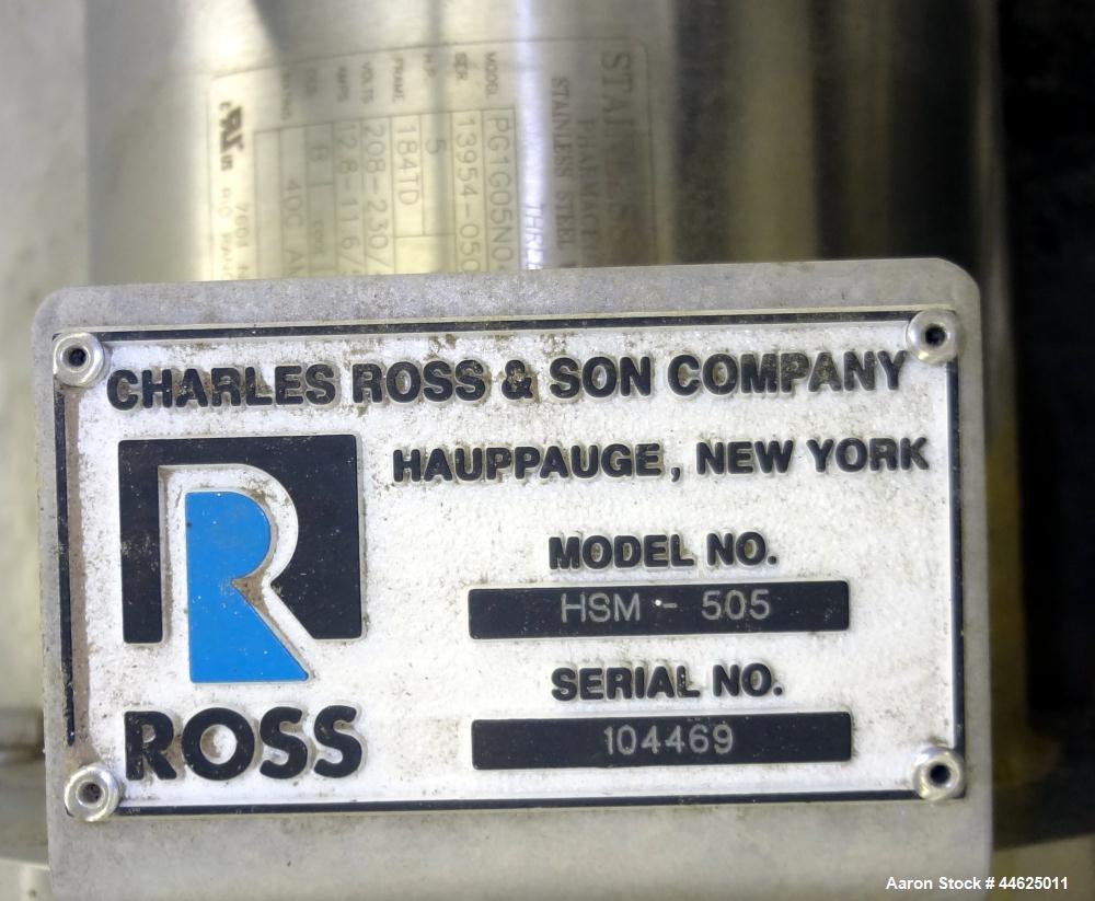 Used Stainless Steel Ross Series 500 High Shear Mixer, Model HSM-505