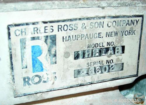 Used Ross Mixer Emulsifier, Model Lab, stainless steel. 1-20 liter batch capacity. 0-10,000 rpm. Approximately 3" diameter rotor x 19" long. Driven by a 1 hp, 3/60/230/460 volt, 3450 rpm xp motor. Ma...