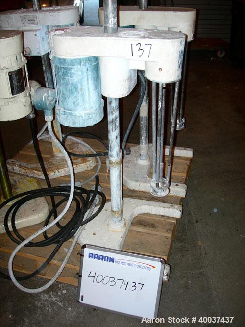 Used Ross Mixer Emulsifier, Model ME100LX, stainless steel. 1-20 liter batch capacity. 0-10,000 rpm. Approximately 3'' diameter rotor x 19'' long. Driven by a 1 hp, 3/60/230/460 volt, 3450 rpm XP mot...