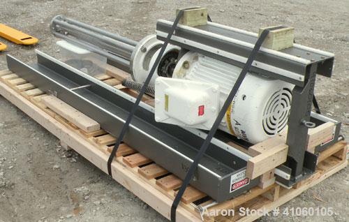 Used Ross Batch Mixer Emulsifier, Model ME525, 304 Stainless Steel. Speed range 3600 rpm, batch range 40 to 500 gallon. 1-3/4’’ x 52" long shaft. 4-1/2" diameter rotor with a slotted head. Driven by ...