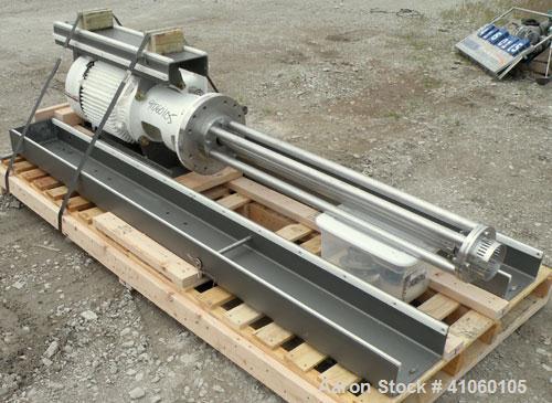 Used Ross Batch Mixer Emulsifier, Model ME525, 304 Stainless Steel. Speed range 3600 rpm, batch range 40 to 500 gallon. 1-3/4’’ x 52" long shaft. 4-1/2" diameter rotor with a slotted head. Driven by ...