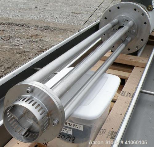 Used Ross Batch Mixer Emulsifier, Model ME525, 304 Stainless Steel. Speed range 3600 rpm, batch range 40 to 500 gallon. 1-3/4’’ x 52" long shaft. 4-1/2" diameter rotor with a slotted head. Driven by ...