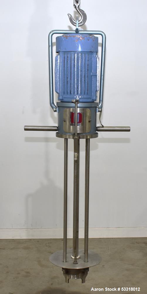 Used- Dantco Series 5046 Homogenizer / Emulsifier Mixer, Model DHE-100-36. Approximate 34" long shaft. Driven by 10hp, 3/230...