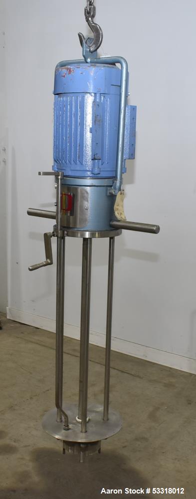 Used- Dantco Series 5046 Homogenizer / Emulsifier Mixer, Model DHE-100-36. Approximate 34" long shaft. Driven by 10hp, 3/230...