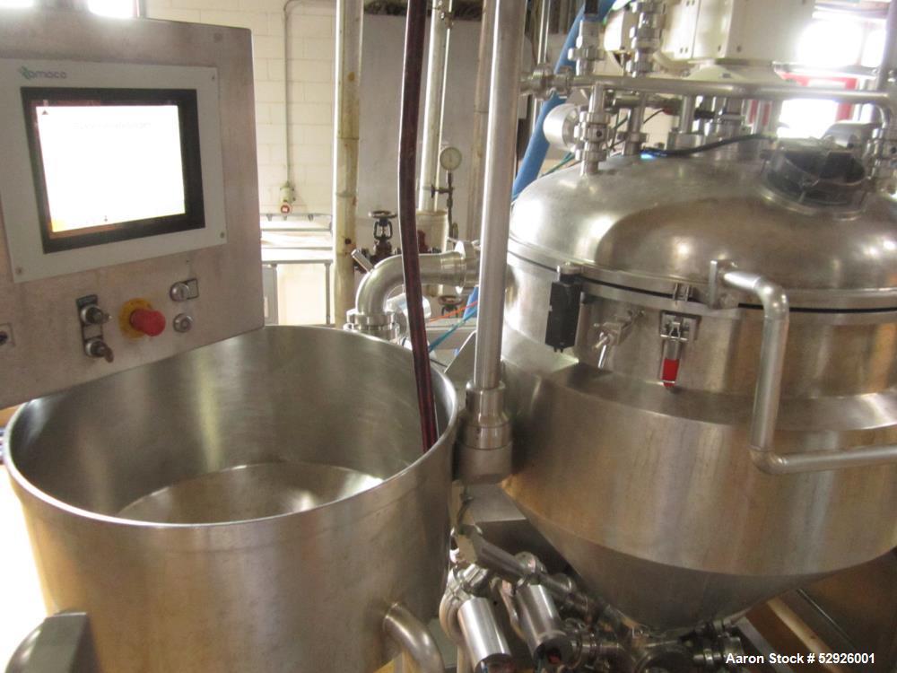 Used FrymaKoruma GmbH Food High Shear Emulsifier, Type MAXXD 400, Stainless Steel, 400 liter (105 gallon). Incl. motor, control and additional infrastructure. Overall dimensions: 91" ( 2800 mm long) ...
